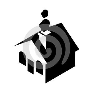House logo vector on white background. Flat logo design. Black House