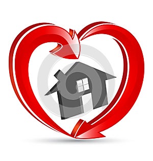 House Love Heart Family Icon Logo