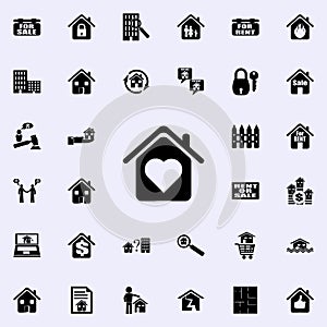 house with love icon. Real estate icons universal set for web and mobile