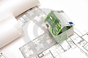 The house made of 100 Euro banknotes
