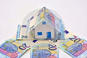 House made with 50 and 20 euro bills