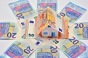 House made with 50 and 20 euro bills photo