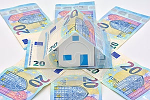 House made with 50 and 20 euro bills photo