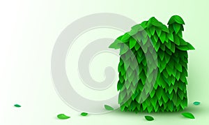 House made from leaves. The concept of green energy and ecology