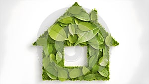 House made of leaves on a white background
