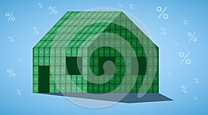 House made of money banknotes, real estate business concept with abstract background. Flat style. Vector illustration
