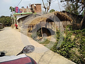 House made through paddy straw in madhubani India photo