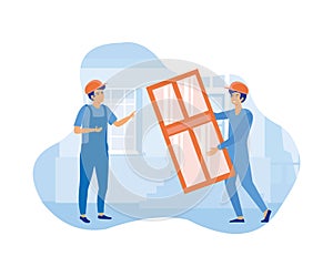 House maintenance concept. Windows and doors replacement and installation.