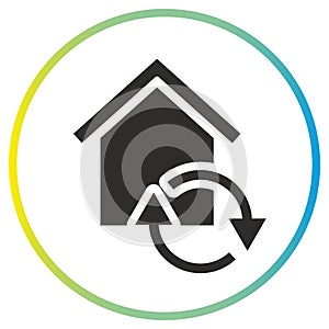 house maintenance icon, home update, tech sync buildings, flat symbol