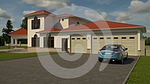 House Mansion Residential Colonial Villa 1 3D Rendering 3D Illustration photo