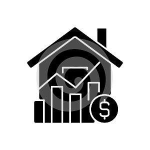 House market prices black glyph icon