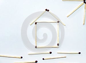 House of matches on a white background.