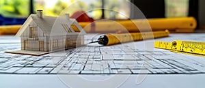 House Model on Architectural Drawings photo