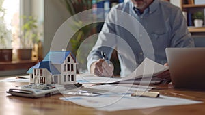 The house model with documents.AI generated image