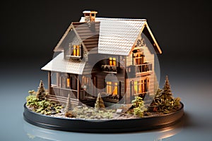 House model and key in insurance broker\'s hand, symbolizing home insurance