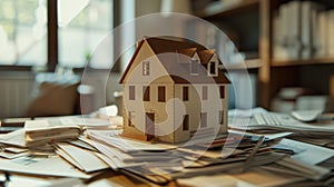 The house model on paperwork.AI generated image