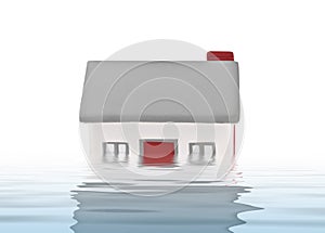 House model plastic submerged under water