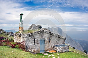 House on mountain range