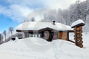 House in the mountains in winter