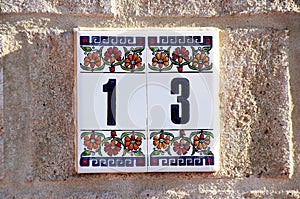 House Number 13 in Tiles
