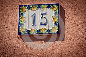 House Number 15 on the wall - Liguria Italy