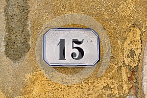 House number 15 outside an Italian house