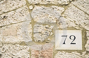 House number 72 sign photo