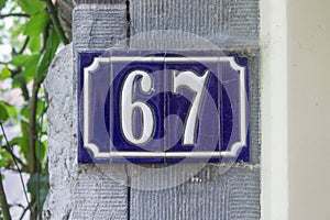 House number sixty seven 67