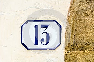 House number thirteen 13