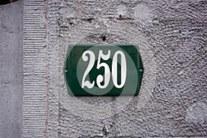 House number two hundred and fifty 250