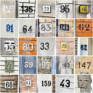 House numbers, large colourful collage