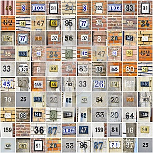 House numbers, large colourful collage