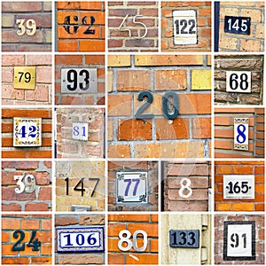 House numbers, large colourful collage