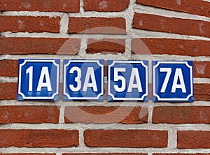 House numbers on wall
