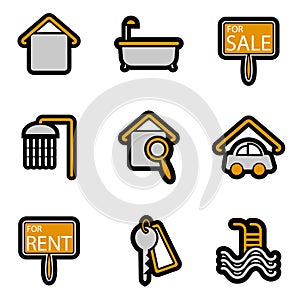 House object icon set vector