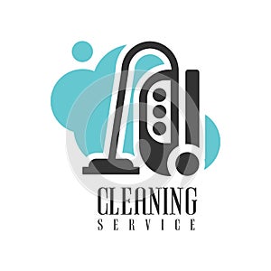 House And Office Cleaning Service Hire Logo Template With Vacuum Cleaner For Professional Cleaners Help For The