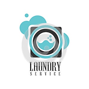 House And Office Cleaning Service Hire Logo Template With Washing Machine For Professional Cleaners Help For The