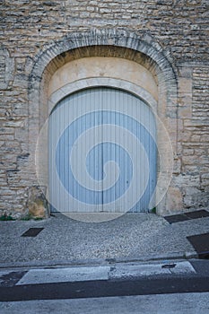 A House With Old Wooden Door, Blue Gate in the Street, Gordes, France