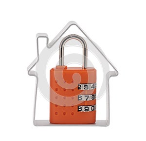 House and orange combination padlock