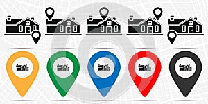 House outline icon in location set. Simple glyph, flat illustration element of building theme icons