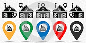 House outline icon in location set. Simple glyph, flat illustration element of building theme icons