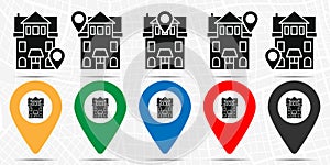 House outline icon in location set. Simple glyph, flat illustration element of building theme icons