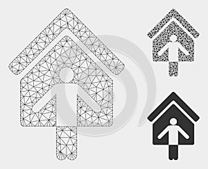 House Owner Wellcome Vector Mesh Carcass Model and Triangle Mosaic Icon