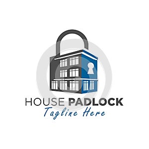 house padlock illustration logo