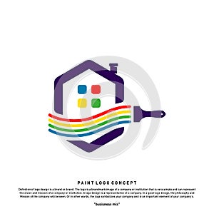 House Paint Logo Design Concept Vector. Colorful Home Logo Vector Template