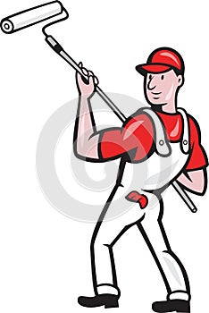 House Painter With Paint Roller Cartoon