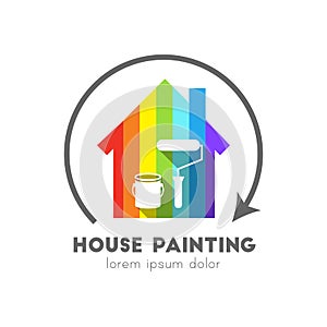 House painting logo with colorful house