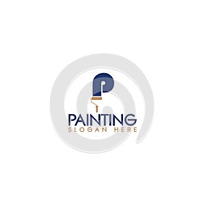 House painting logo design template isolated on white background