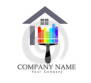 House painting logo. Home house logo icon real estate construction residential symbol vector icon