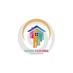 House painting service, decor and repair. Vector logo design.